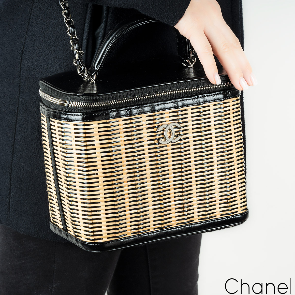 chanel rattan vanity bag